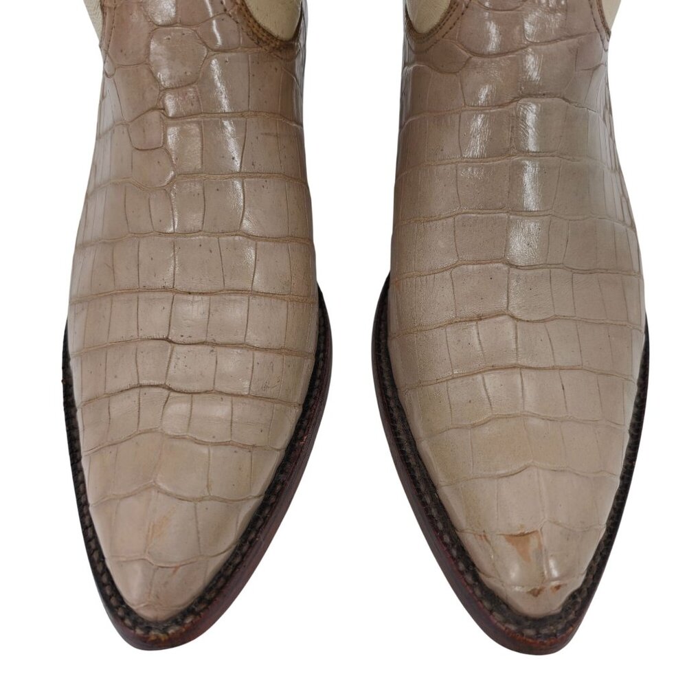 Black Jack Exotic Alligator Men 7EE Beige Cream Leather Cowboy Western Boots USA - Picture 2 of 15